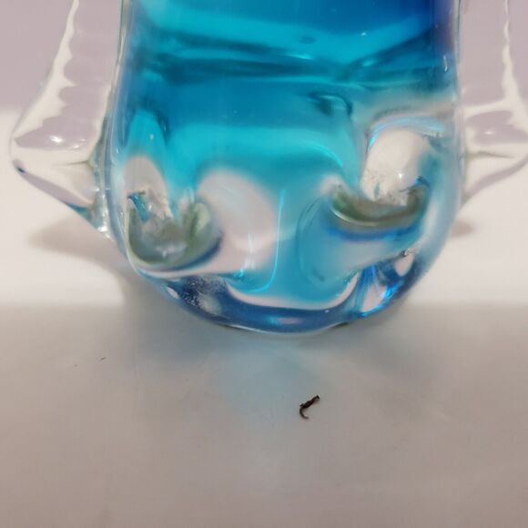 Penguin Art Glass Blue /Clear Figurine Paperweight Home Office Decor 3"×2.5" - Picture 5 of 10